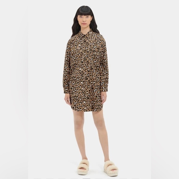 UGG Dresses & Skirts - UGG Addley Oversized Animal Print Shirt Dress Size Small